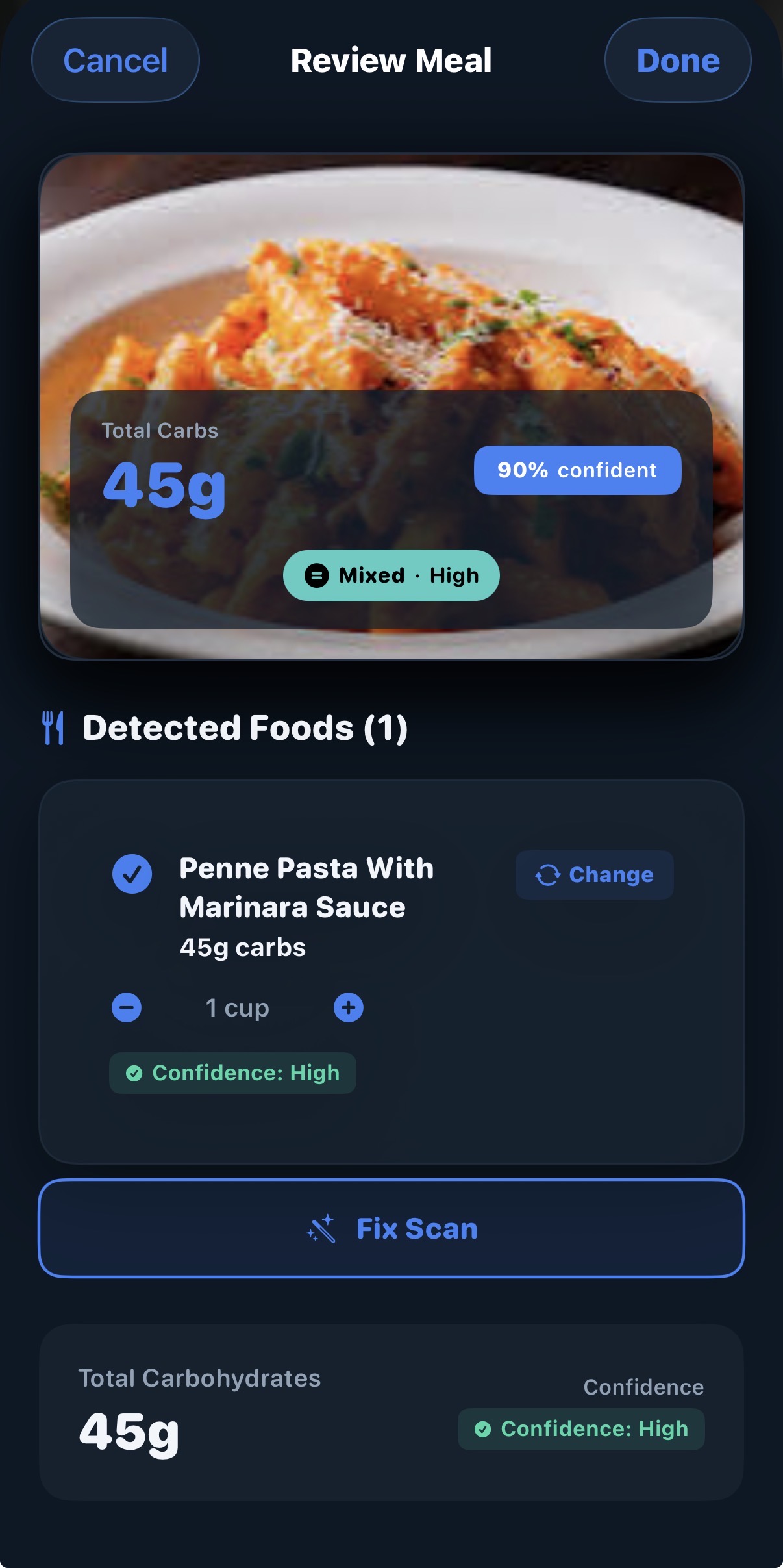 CarbSight app screenshot